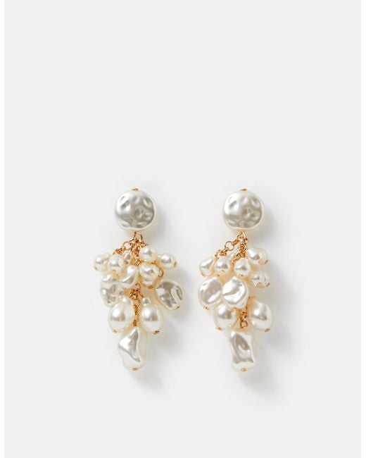 Accessorize White Pearl Cluster Drop Earrings