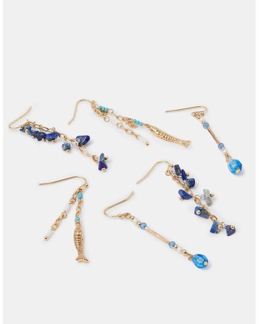 Accessorize Natural 3-Pack Delicate Stone Drop Earrings