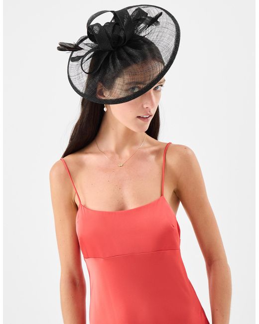 Accessorize Red Bow Feather Disc Fascinator