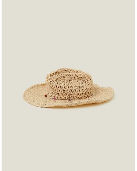 Accessorize Loose Weave Straw Hat Natural