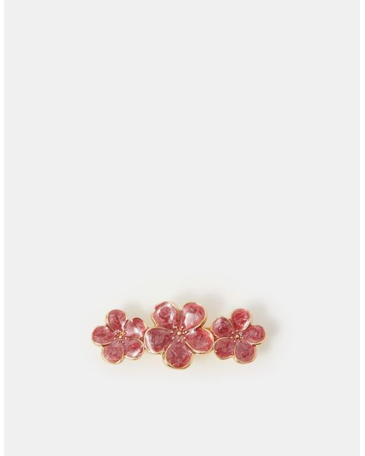 Accessorize Brown Sparkle Floral Barrette Hair Clip