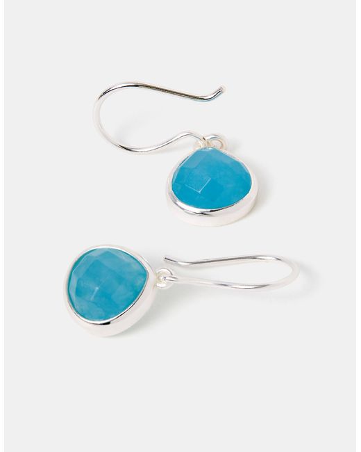 Accessorize Blue Sterling-Plated Quartz Drop Earrings