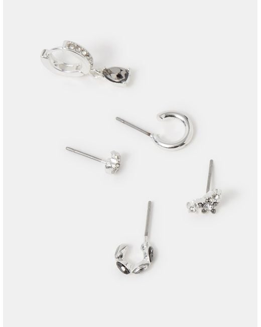 Accessorize White 5-Pack Gem Stud & Hoop Earrings