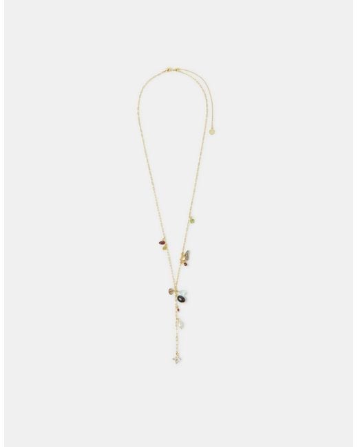 Accessorize White 14Ct-Plated Semi Precious Lariat Necklace