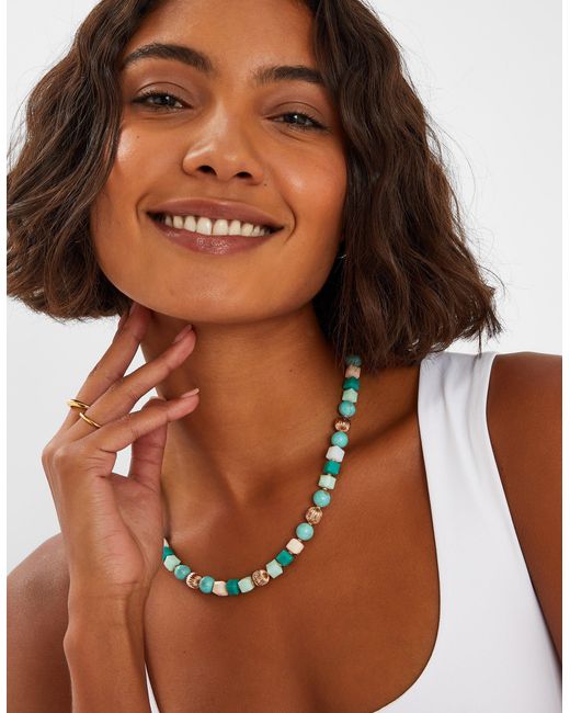 Accessorize Blue Mixed Stone Beaded Necklace