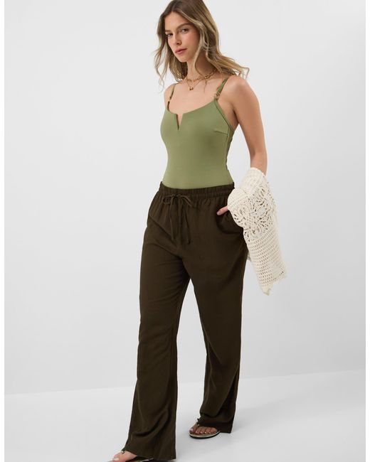 Accessorize Green V Front Rib Shaping Swimsuit