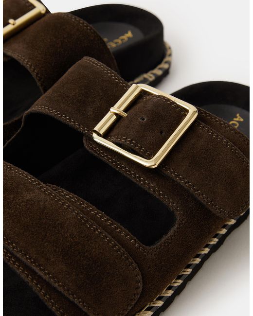 Accessorize Black Double Strap Suede Sandals