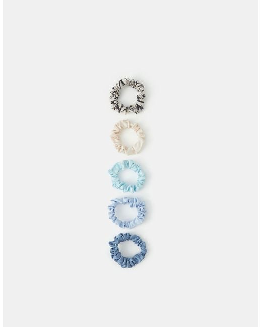 Accessorize Blue 5-Pack Skinny Satin Hair Scrunchies