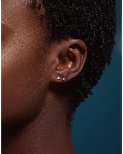 Accessorize Natural 2-Pack Sterling Diamanté & Star Stud Earrings