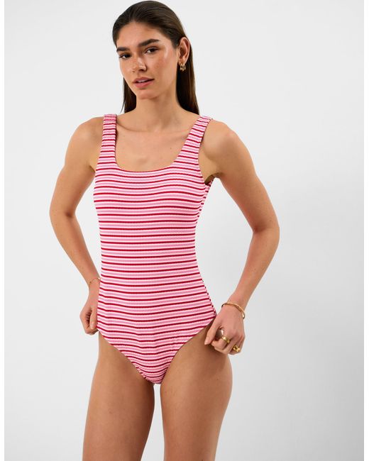 Accessorize Stripe Crinkle Textured Swimsuit