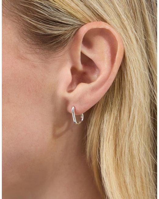 Accessorize White Sterling Rectangular Huggie Hoop Earrings