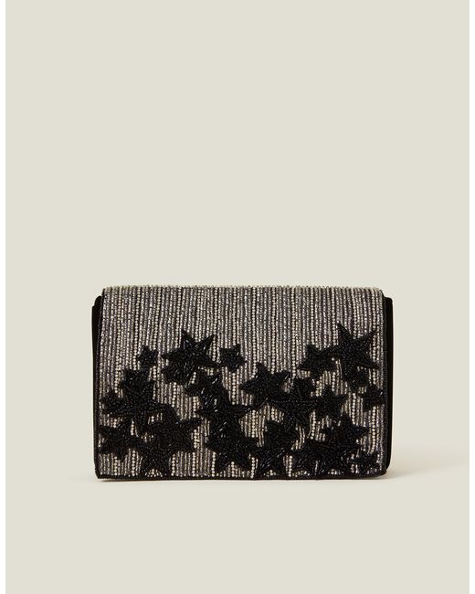 Accessorize Black Embellished Star Clutch Bag