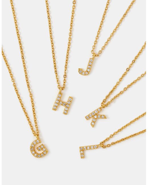 Accessorize Metallic 14Ct-Plated Stone Initial Pendant Necklace