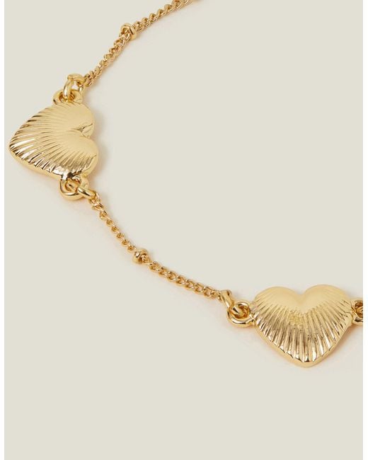 Accessorize Metallic Ribbed Heart Chain Bracelet