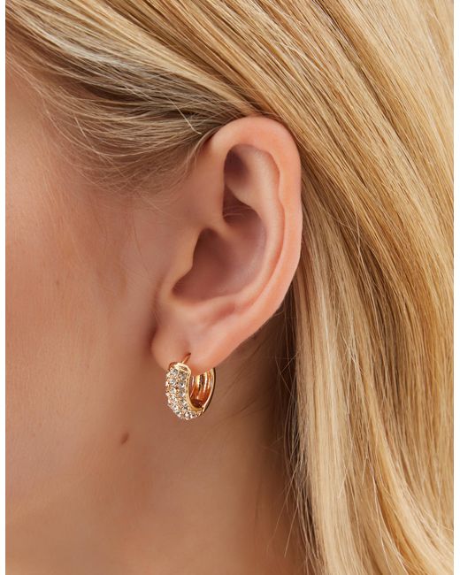 Accessorize Metallic Diamanté Huggie Hoop Earrings