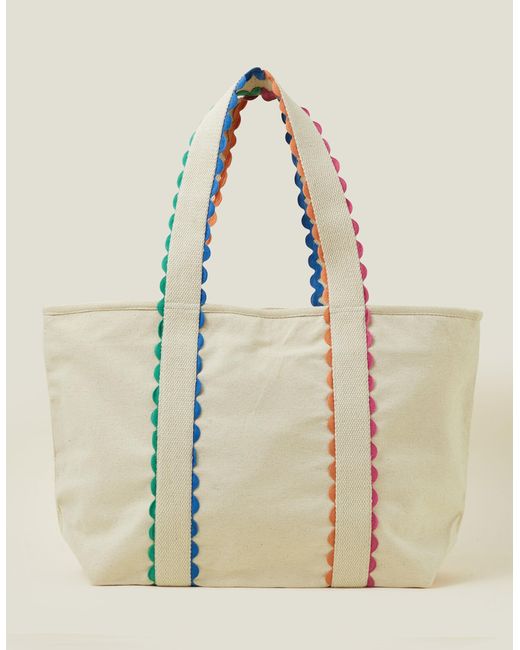 Accessorize Natural Beige/pink/blue Ric Rac Shopper Bag