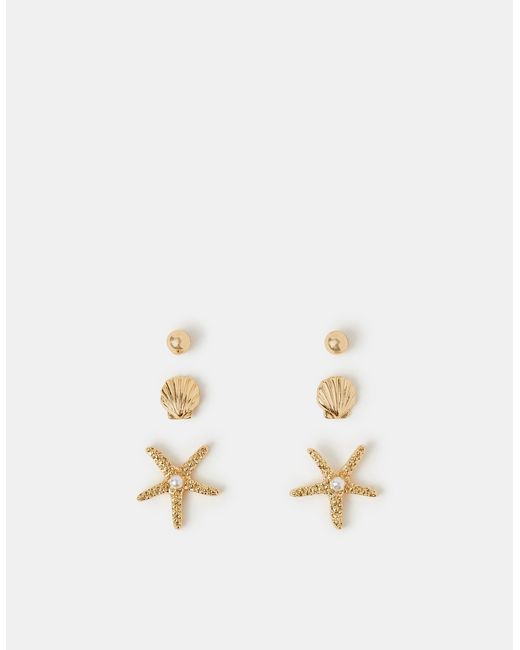 Accessorize Metallic 3-Pack Starfish Stud Earrings