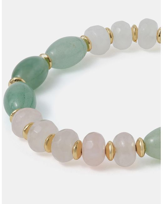 Accessorize Green 14Ct-Plated Aventurine Stone Bracelet