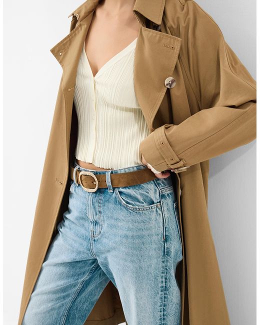 Accessorize Natural Textured Buckle Leather Belt