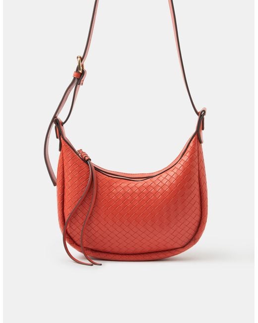 Accessorize Red Woven Scoop Crossbody Bag
