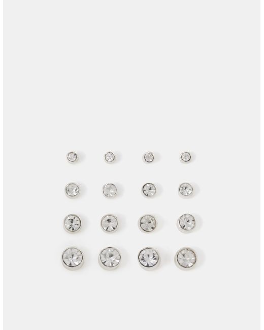 Accessorize Brown 8-Pack Stone Stud Earrings