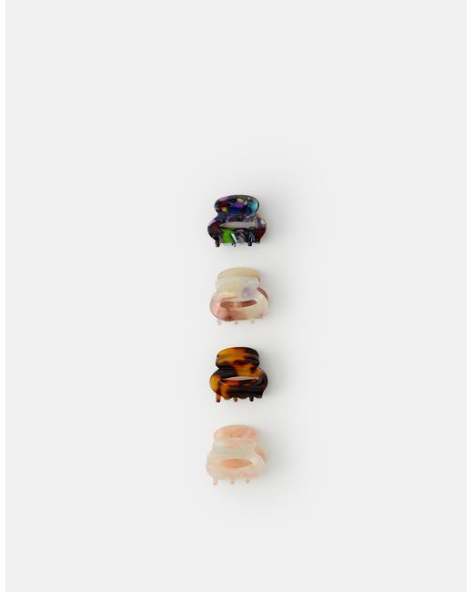 Accessorize Natural Mini Oval Resin Claw Clips 4 Pack