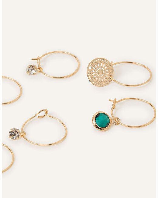 Accessorize Brown Filigree And Stone Hoop Earring Set