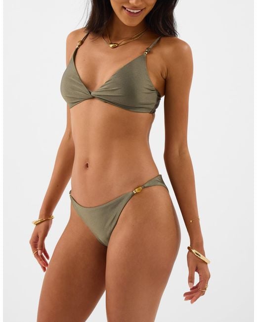 Accessorize Brown Beaded Strap Bikini Bottoms