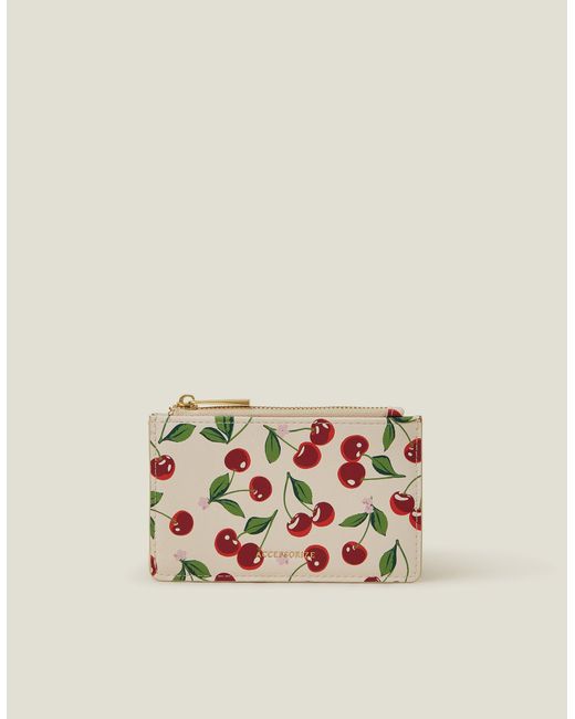 Accessorize Natural Cream & Cherry Print Card Holder