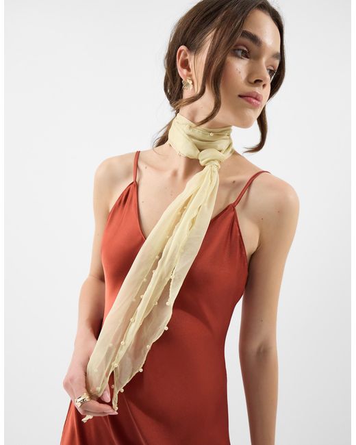 Accessorize White Pearl-Edged Sheer Scarf