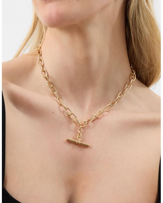 Accessorize Metallic T-Bar Link Chain Necklace