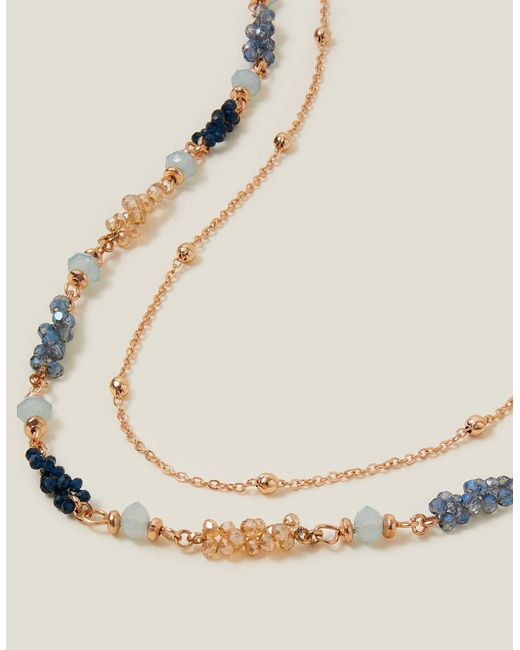 Accessorize Metallic Layered Facet Bead Necklace