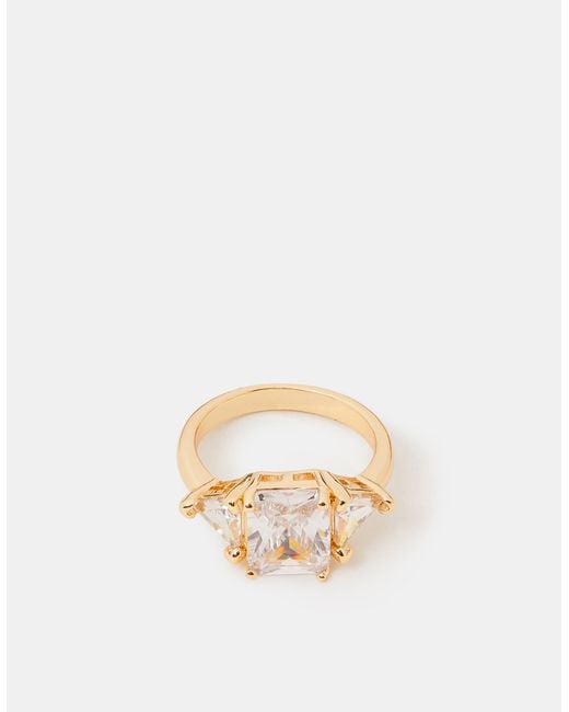 Accessorize Natural Triple Cubic Zirconia Engagement Ring