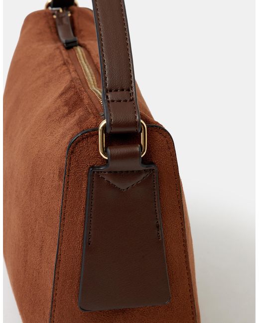 Accessorize Brown Faux Suede Handheld Bag