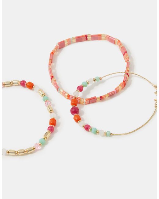 Accessorize White 3-Pack Beaded Bracelets
