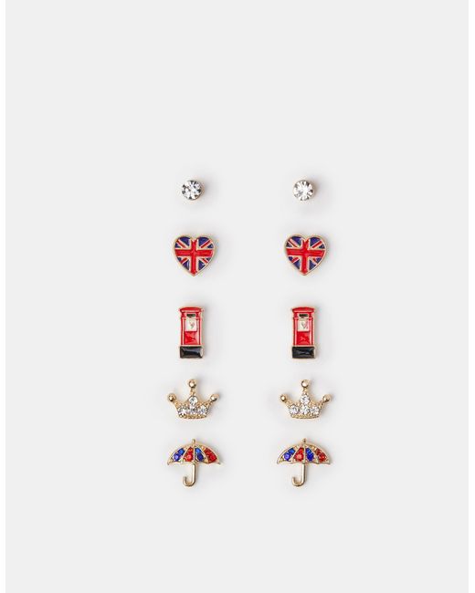 Accessorize White 5-Pack London Stud Earrings