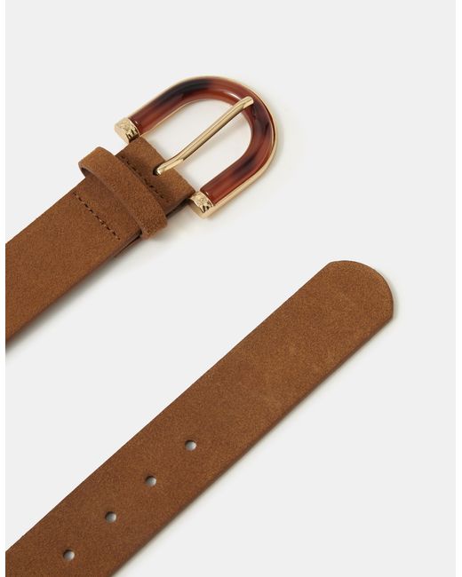 Accessorize Brown Resin Buckle Suede Belt