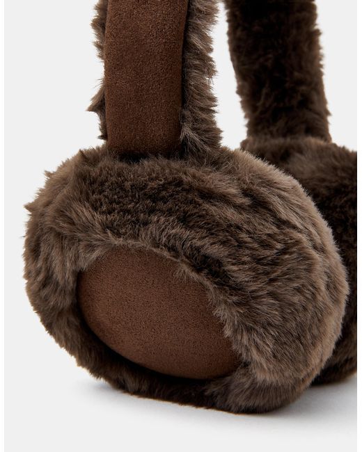 Accessorize Brown Faux Fur Suedette Earmuffs