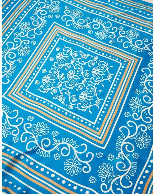 Accessorize Blue Floral Print Square Satin Scarf