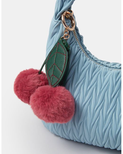 Accessorize Pink Fluffy Cherry Bag Charm