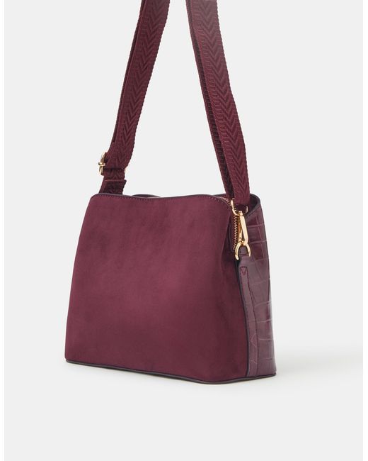 Accessorize Purple Faux Croc Crossbody Bag
