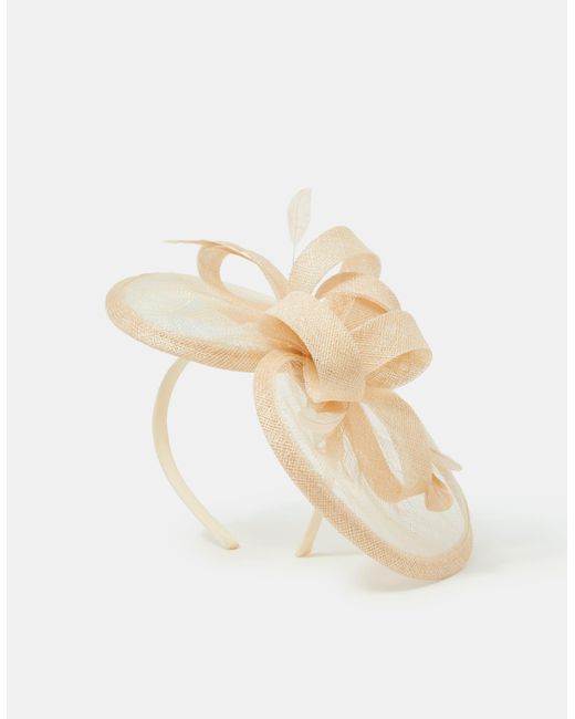 Accessorize Yellow Bow Feather Disc Fascinator