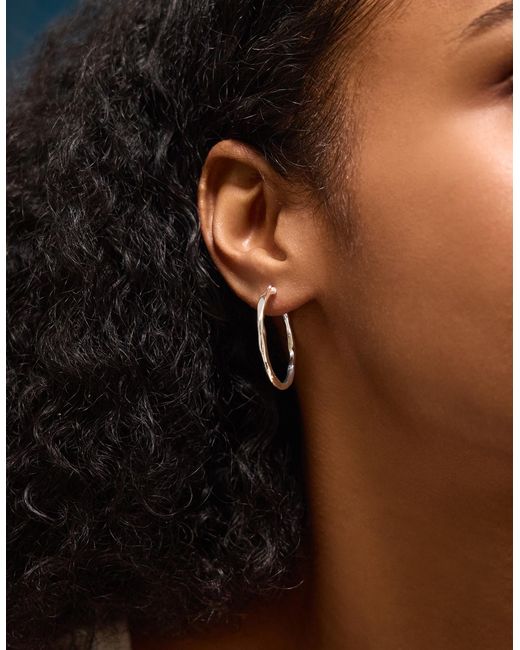 Accessorize Natural Sterling-Plated Molten Hoop Earrings