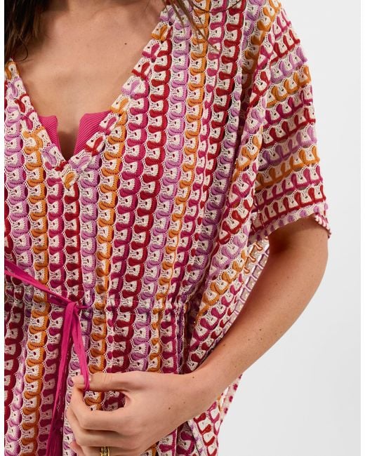 Accessorize Red Crochet Mini Kaftan