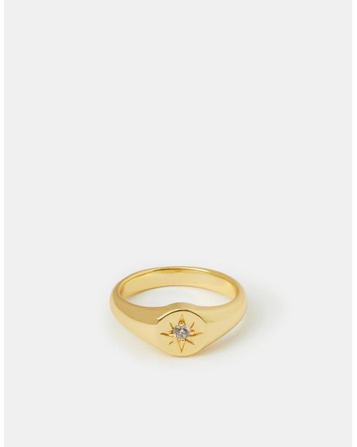 Accessorize Metallic 14Ct-Plated Star Signet Ring