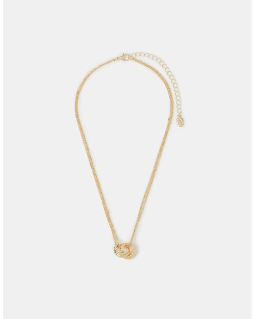 Accessorize White Linked Hoop Pendant Necklace