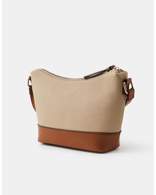 Accessorize Natural Two Tone Canvas Crossbody Bag