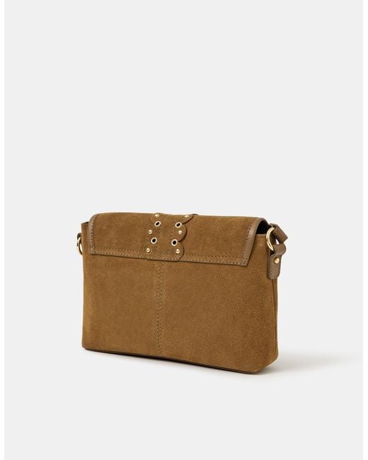 Accessorize Brown Eyelet Detail Suede Crossbody Bag