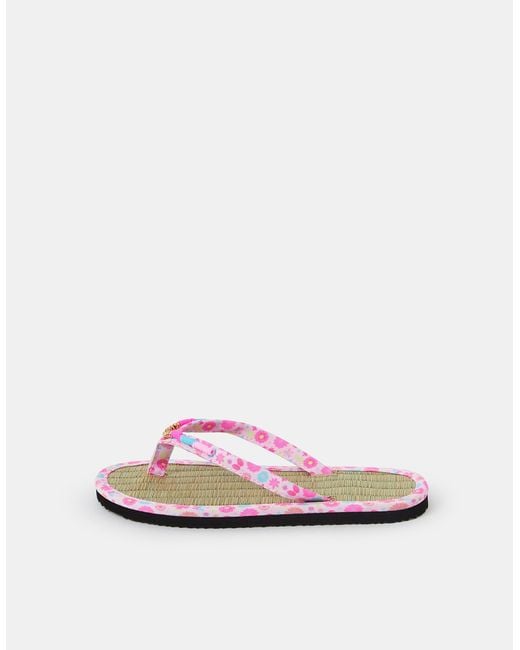 Accessorize Pink Seagrass Beaded Flip Flops