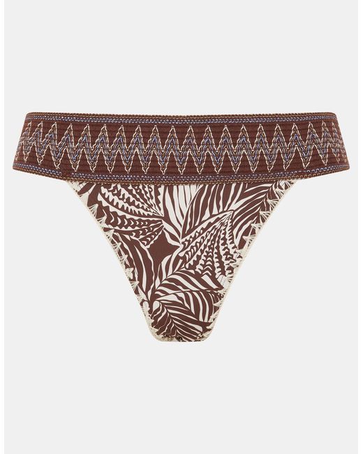 Accessorize White Palm Print Band Bikini Bottoms